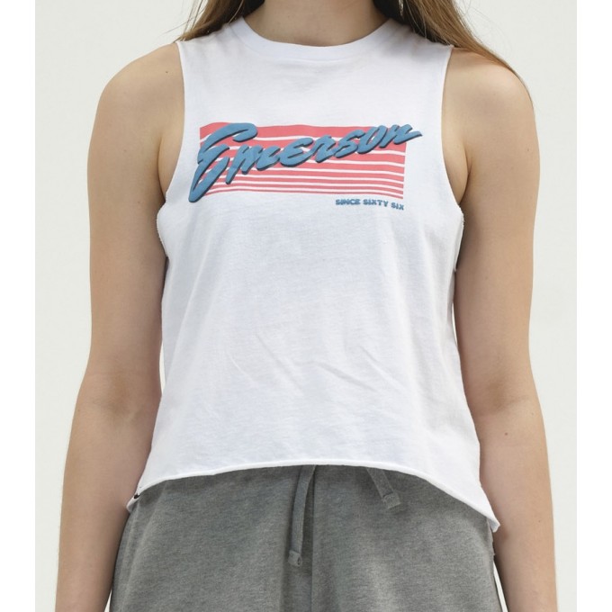 Emerson Γυναικείο Αμάνικο Βαμβακερό Μπλουζάκι 211.EW37.54 WHITE