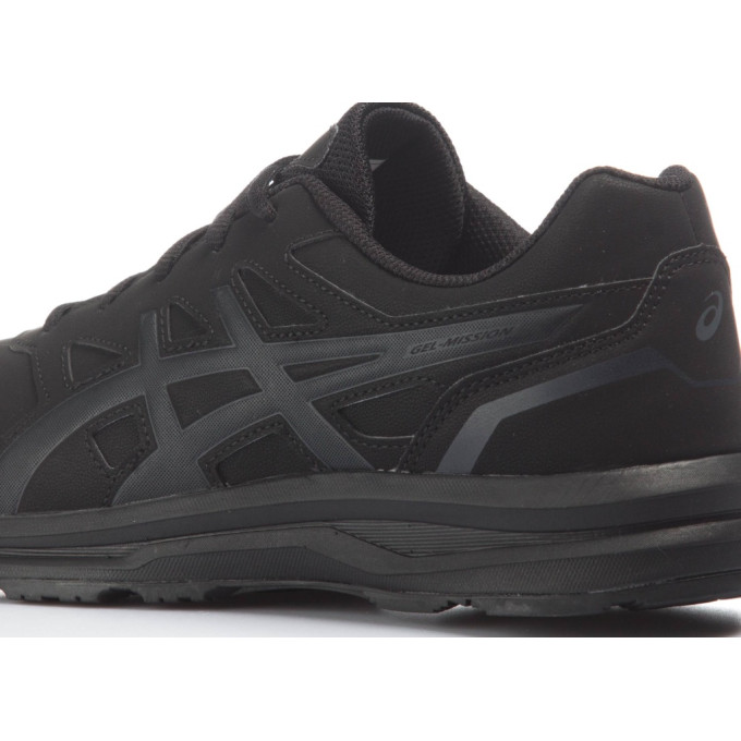 Asics GEL-MISSION 3 Ανδρικό Αθλητικό Παπούτσι Δερμάτινο Ολόμαυρο