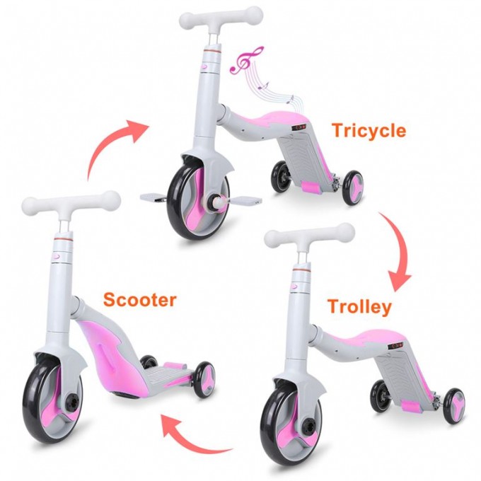 GC Scooter FUN HD 868 3 σε 1 Πολυμορφικό Γκρι/Ροζ