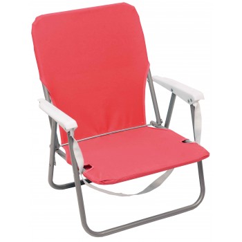 Καρέκλα Παραλίας Κόκκινο Μεταλλική με Μπράτσα POLYESTER 600D