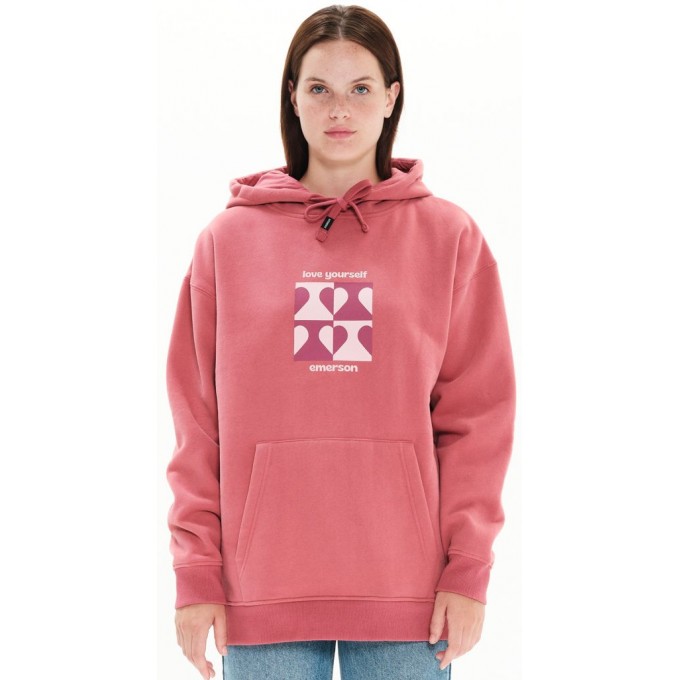 Emerson Φούτερ Γυναικείο με Κουκούλα ΜΕΓΑΛH Στάμπα Μπροστά 222.EW20.71 CORAL ROSE