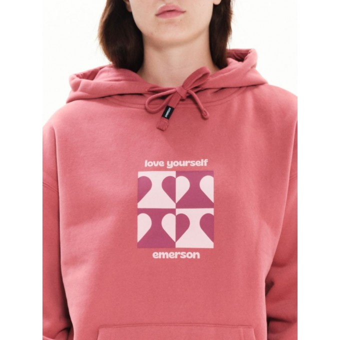 Emerson Φούτερ Γυναικείο με Κουκούλα ΜΕΓΑΛH Στάμπα Μπροστά 222.EW20.71 CORAL ROSE