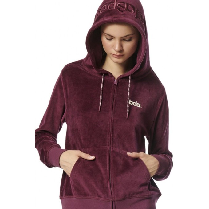 Body Action Γυναικεία Ζακέτα βελουτέ με Κουκούλα 071319 GRAPE MAUVE