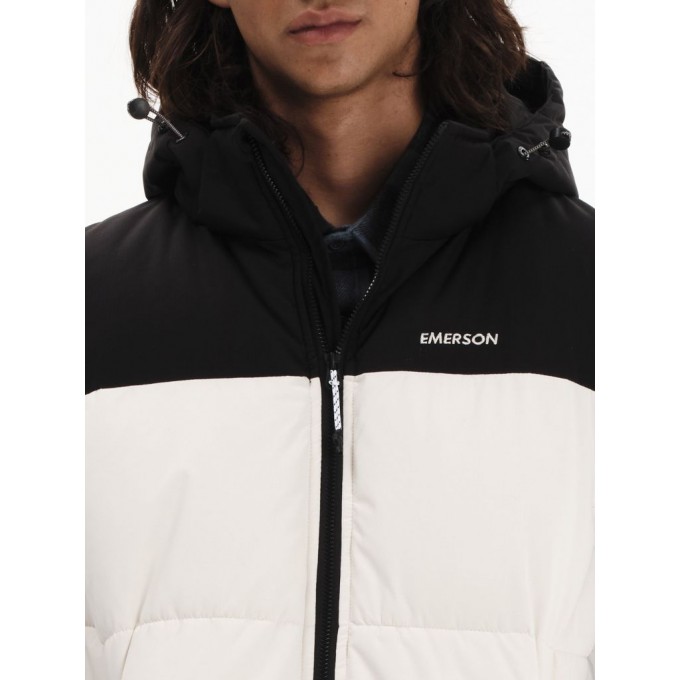 EMERSON ΑΝΔΡΙΚΟ ΑΜΑΝΙΚΟ ΜΠΟΥΦΑΝ PUFFER ΜΕ ΑΠΟΣΠΩΜΕΝΗ ΚΟΥΚΟΥΛΑ 252.EM10.77 CREAM/BLACK