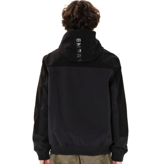 EMERSON MEN'S HOODED BOMBER JACKET 262.EM10.37 EBONY BLACK