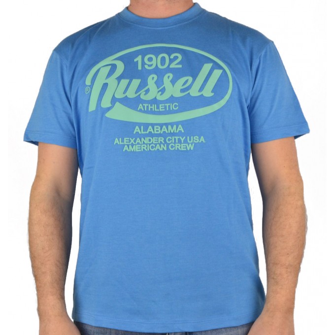 Russell Athletic CREW NECK TEE Ανδρικό Μπλουζάκι Μπλε με Στάμπα