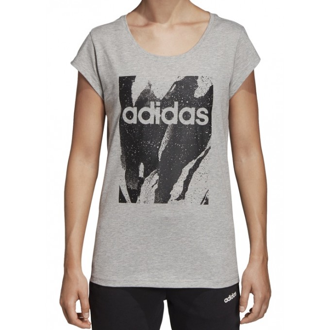 Adidas Γυναικείο T-SHIRT Γκρι με Στάμπα