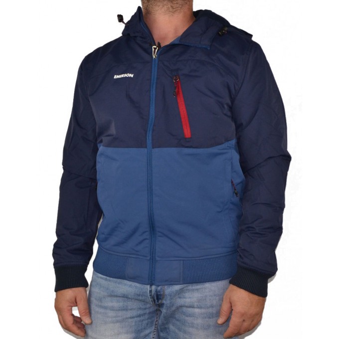 Emerson Ανδρικό Μπουφάν με Κουκούλα Μπλε Αδιάβροχο