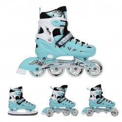 Αυξομειούμενα Πατίνια Roller NH 10905 σετ 4 σε 1 INLINE SKATES Nils Extreme ΓΑΛΑΖΙΟ -SMALL (31-34)