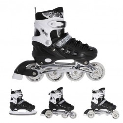 Αυξομειούμενα Πατίνια Roller NH 10905 σετ 4 σε 1 INLINE SKATES Nils Extreme Μαύρο-MEDIUM (35-38)