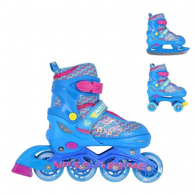 Αυξομειούμενα Πατίνια Roller NF 4413 σετ 3 σε 1 INLINE SKATES Nils Extreme Μπλε - MEDIUM (34-37)