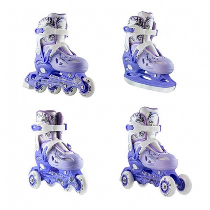 Αυξ. Roller INLINE/ICE-SKATES Nils Extreme NH0320A 4 σε 1 Μπλε/Μωβ - SMALL(31-34)