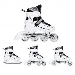 Αυξομειούμενα Roller NH10905 4 σε 1 INLINE SKATES Nils Extreme ΑΣΠΡΟ με LED ΤΡΟΧΟΥΣ -SMALL(31-34)